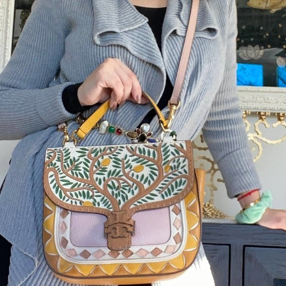 Tory Burch Small Mcgraw Patchwork Bucket Bag