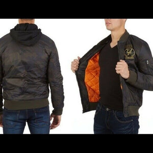 X-RAY Men's Slim-Fit Flight Jacket with Removable Hood SMALL
