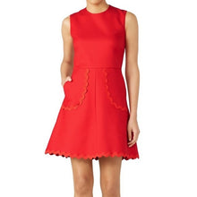 Load image into Gallery viewer, RED VALENTINO Red Scalloped Trim Mini Dress
