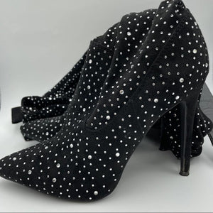 Ladies Black Sparkle Over-the-Knee Waist Belt Boots 8.5