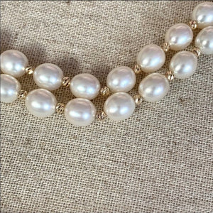 14kt Gold Pearl Two Strand Cultured Pearl Necklace