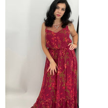 Load image into Gallery viewer, MARCHESA Notte Red Maxi floral Wisteria Gown NWT 6
