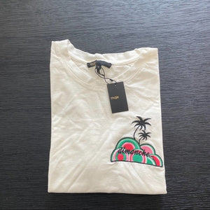 MAJE White Cotton Embroidered Palm Tree T-shirt SMALL