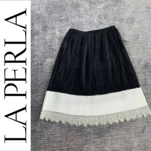 LA PERLA Lace Black Skirt with Lace Trim Sz 8 NWT